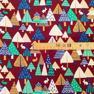 Tissu coton imprimé arbre bordeaux mètre