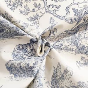 Tissu d'ameublement Toile de Jouy bleu froissé