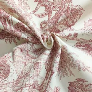 Tissu d'ameublement Toile de Jouy Rouge froissé