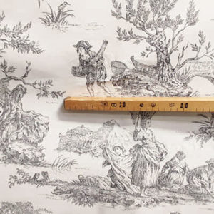 Tissu d'ameublement Toile de Jouy noir mètre