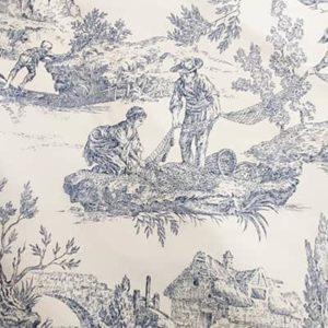 Tissu d'ameublement Toile de Jouy bleu