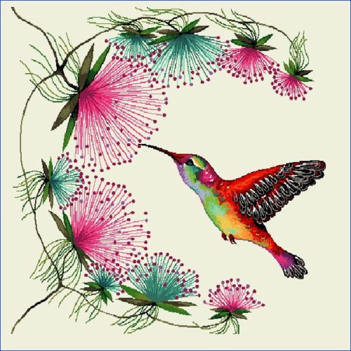 Carré de tissu colibri