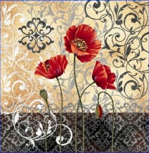 Carré de tissu coquelicot