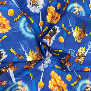 Tissu Dragon Ball bleu froissé