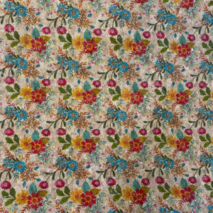 Tissu liège flores brillant