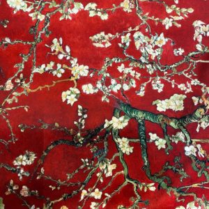 Tissu Velours Amandiers rouge