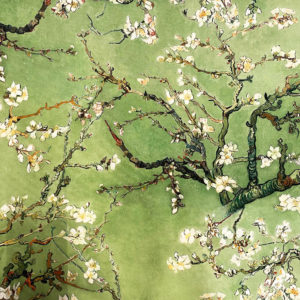 Tissu Velours Amandiers vert