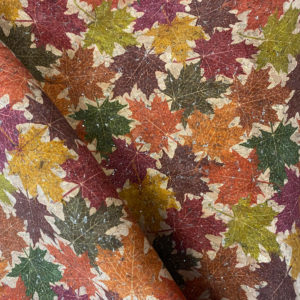 Tissu liège feuille chêne brillant