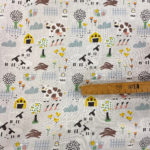 Tissu coton imprimé fermier gris mètre