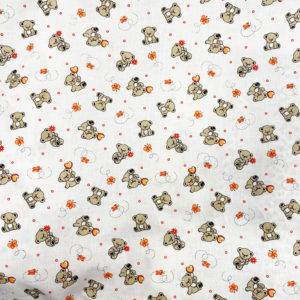Tissu coton imprimé nounours à plat