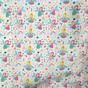 Tissu coton imprimé fée à plat