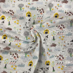 Tissu coton imprimé fermier gris