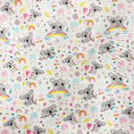 Tissu coton imprimé koala blanc plat