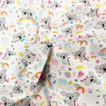 Tissu coton imprimé koala blanc