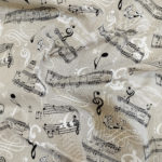 Tissu aspect lin notes de musique froissé
