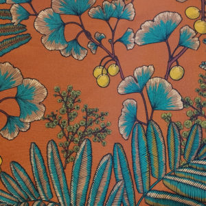 Tissu d'ameublement floraux orange