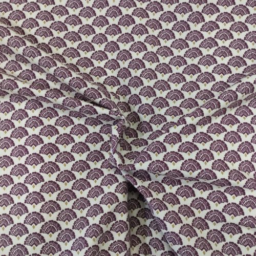 Tissu coton imprimé japoni violet froissé