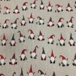 Tissu aspect lin Gnomes Noel neige