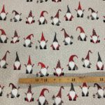 Tissu aspect lin Gnomes Noel neige mètre