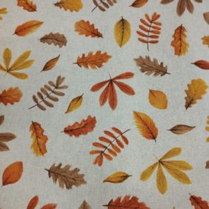 Tissu aspect lin feuilles d'automne