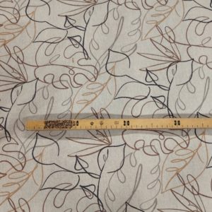 Tissu aspect lin Feuilles abstrait mètre