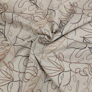 Tissu aspect lin Feuilles abstrait froissé