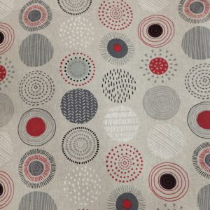 Tissu aspect lin cercle multi design