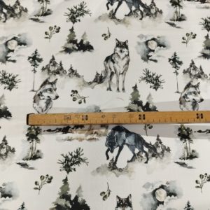 Tissu coton imprimé Loup mètre