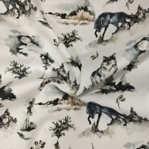 Tissu coton imprimé Loup froissé