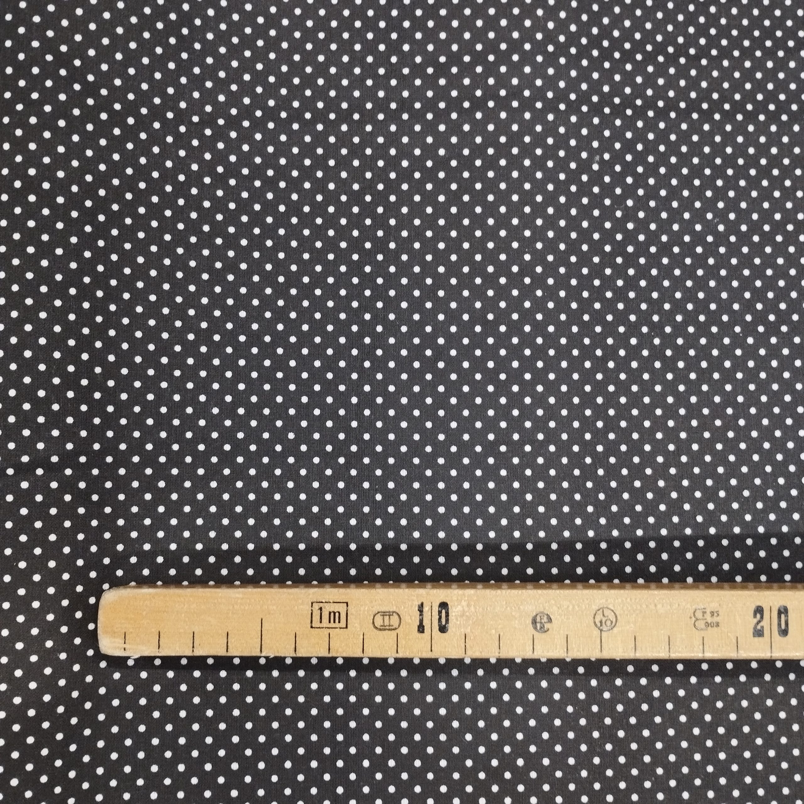 Tissu coton imprimé points noir mètre