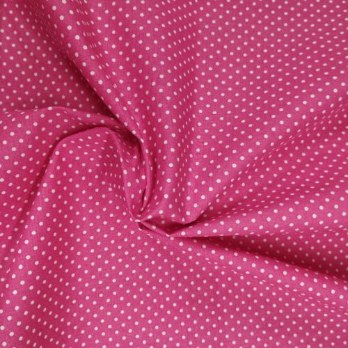 Tissu coton imprimé points rose froissé