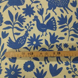 Tissu d'ameublement animaux lin mètre