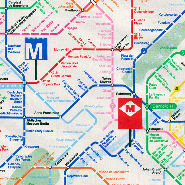 Tissu aspect lin carte métro
