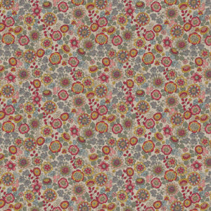 Tissu aspect lin fleurs coloré