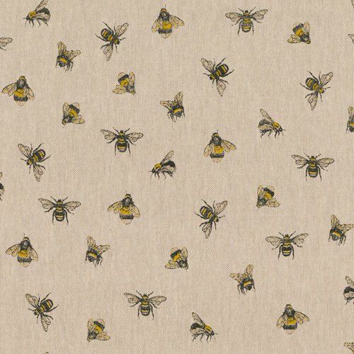Tissu aspect lin abeilles