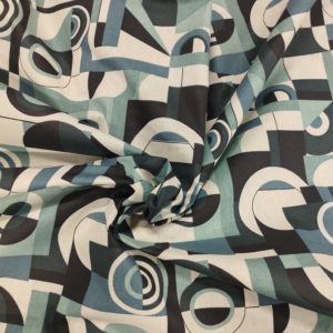 Tissu coton imprimé motifs bleus froissé