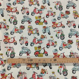 Tissu coton imprimé scooters mètre