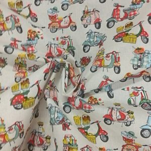 Tissu coton imprimé scooters froissé