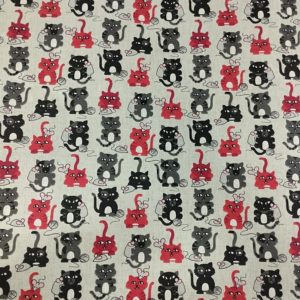 Tissu coton imprimé chat souris