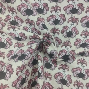 Tissu coton imprimé autruche froissé