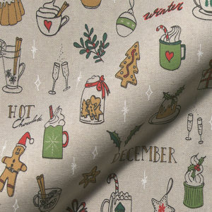 Tissu aspect lin noel biscuit