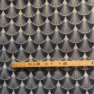 Tissu d'ameublement éventails noir mètre