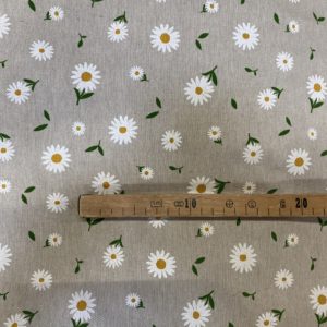 Tissu aspect lin marguerites dansantes mètre