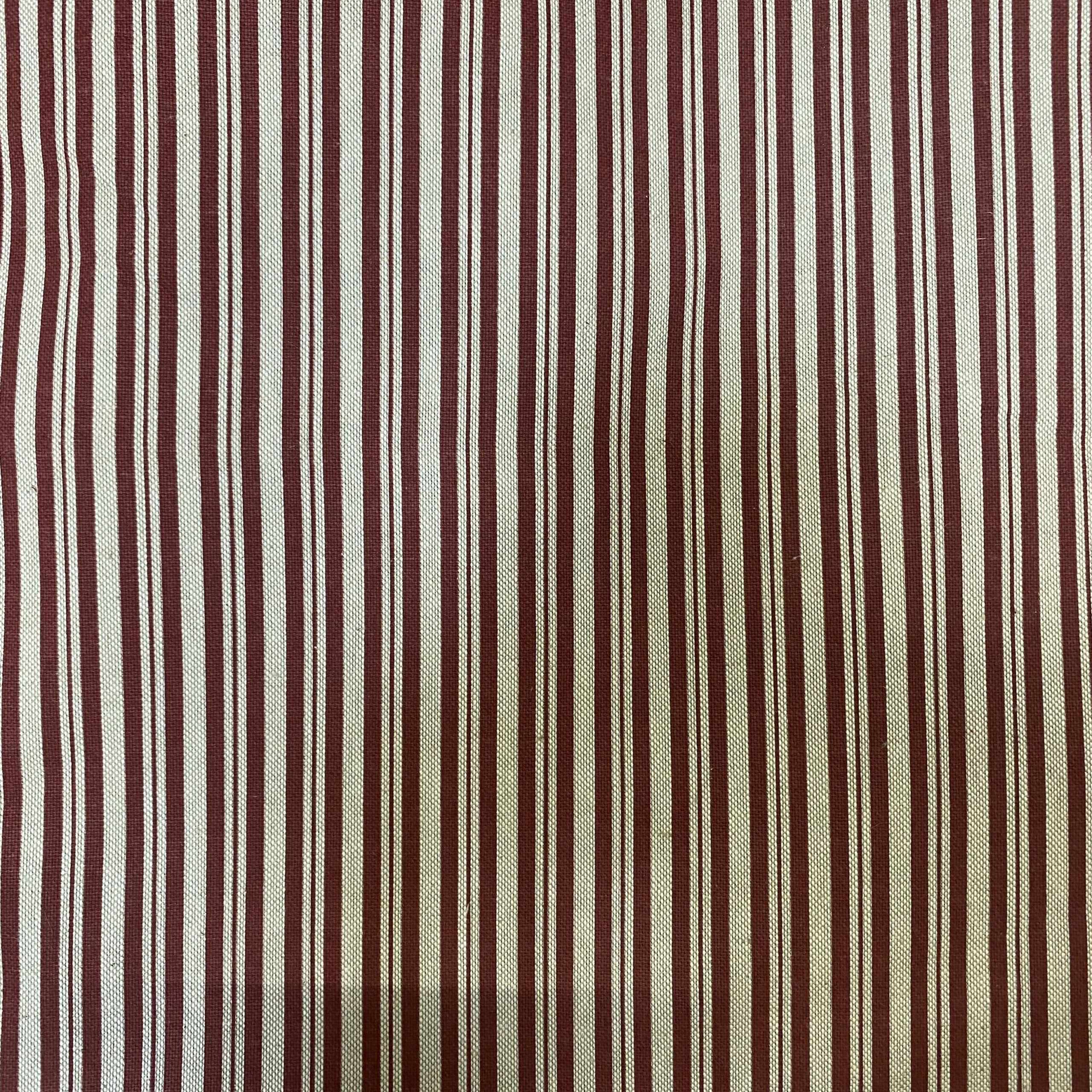 Tissu aspect lin lignes rouges