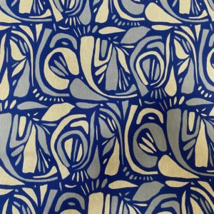 Tissu aspect lin art bleu