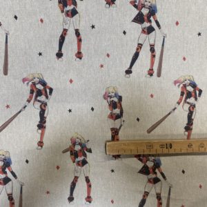 Tissu aspect lin Harley Quinn mètre