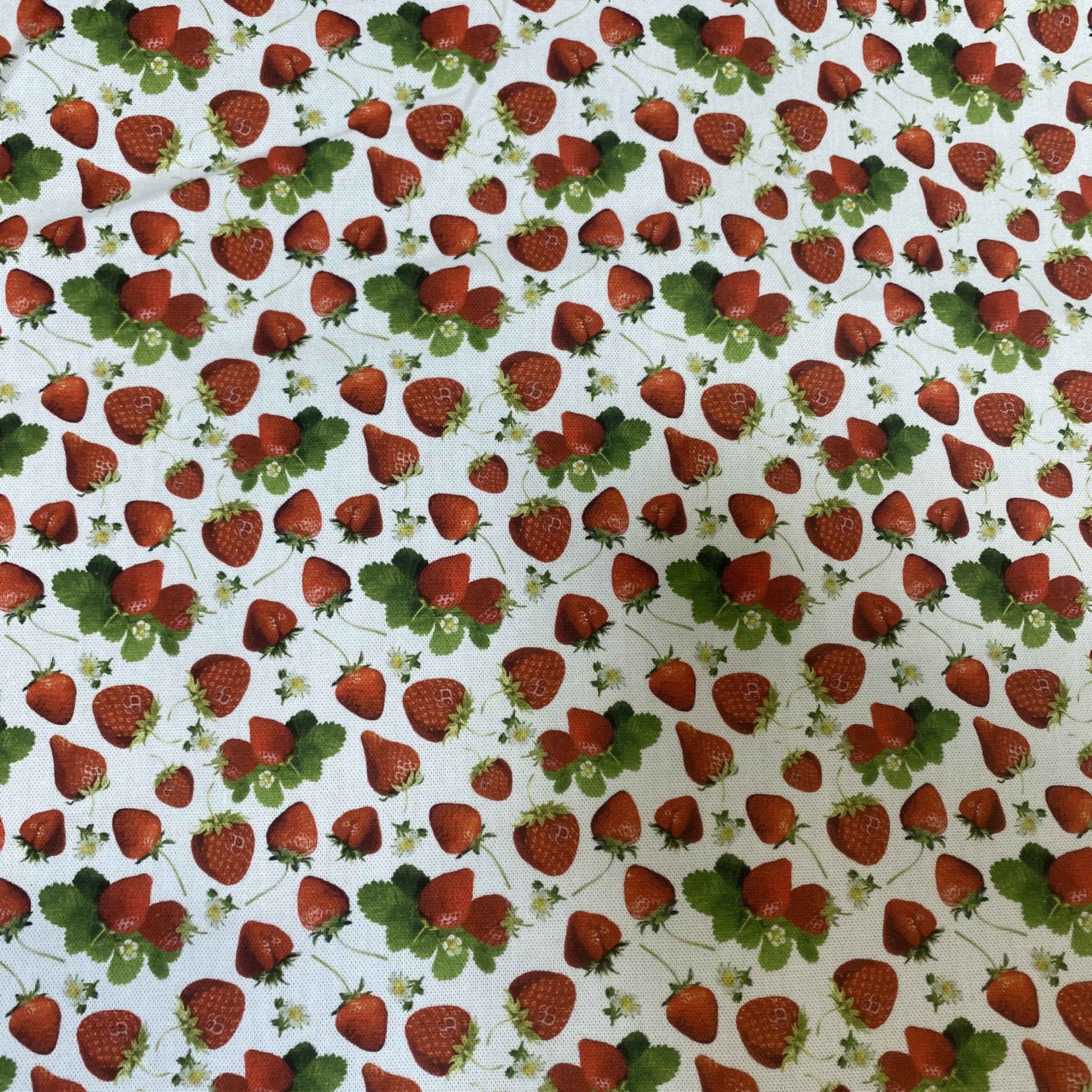 Tissu aspect lin fraises