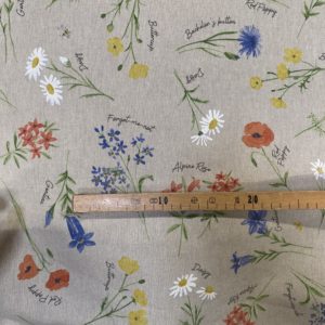 Tissu aspect lin bouquet mètre