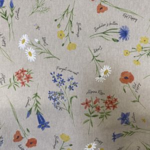 Tissu aspect lin bouquet