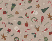 Tissu aspect lin noel biscuit